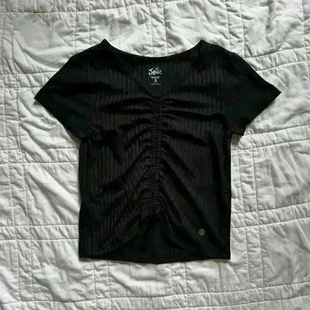 Basic black shirt justice kids girls size 8 back‎ to school fall
